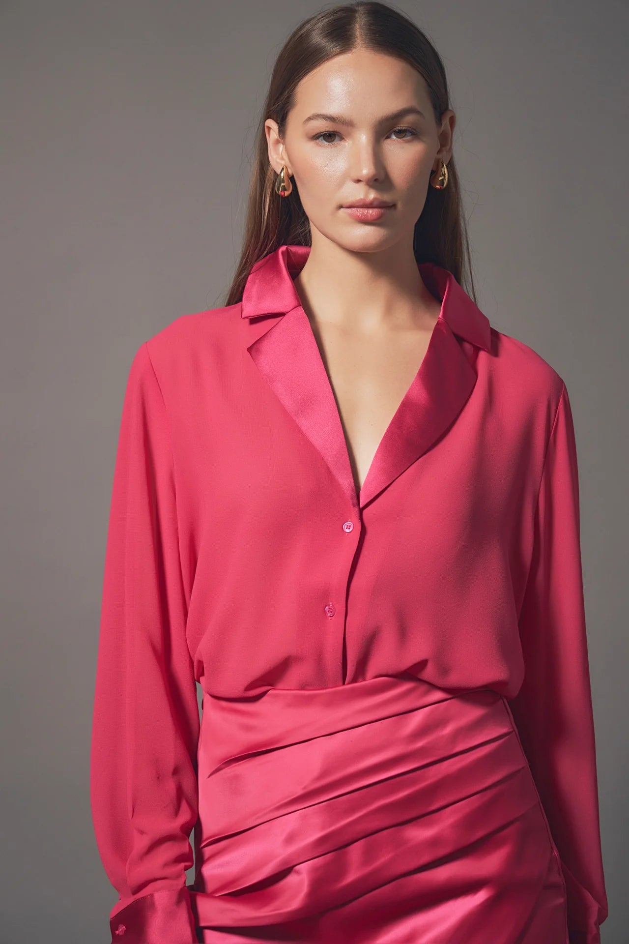 Magenta Satin Blouse