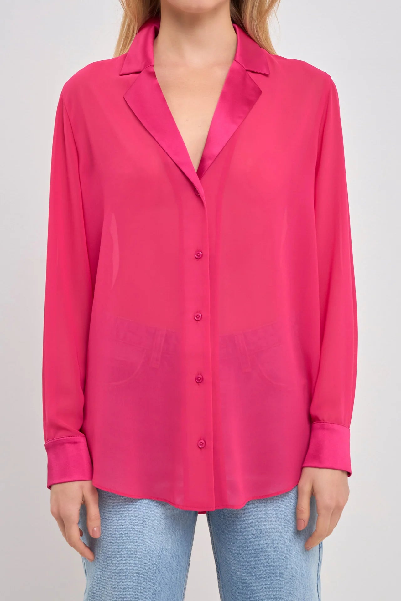 Magenta Satin Blouse